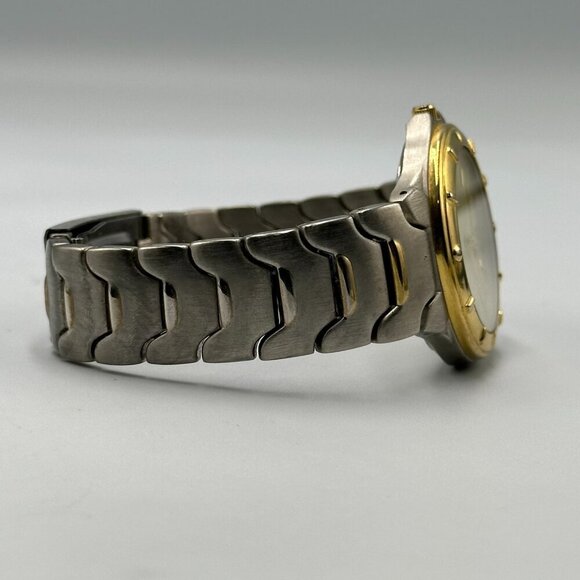 Helbros Watch Men Silver Gold Two Tone 38MM Round Dial New Battery 8.25 Inch - Picture 8 of 11